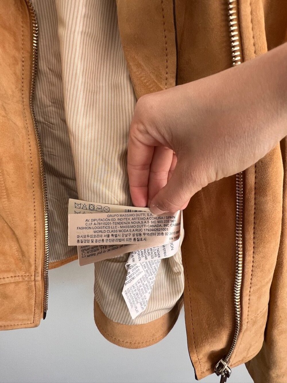 Massimo Dutti Goat Suede Moto Jacket Camel Tan Leather Size M - Picture 12 of 16